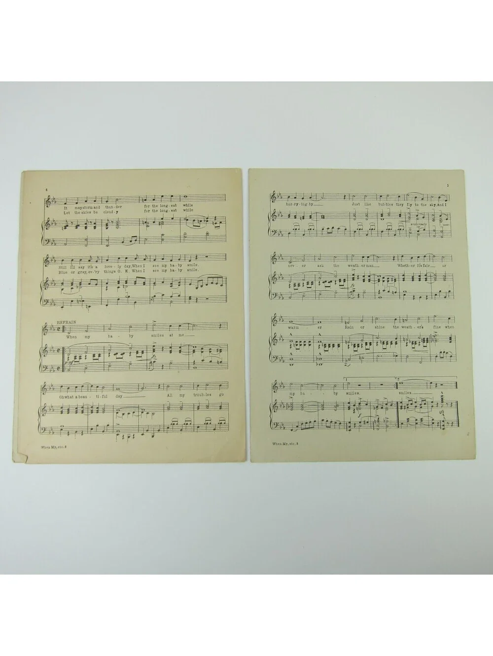 When My Baby Smiles Sheet Music Irving Berlin Most Beautiful Ballad Antique 1919